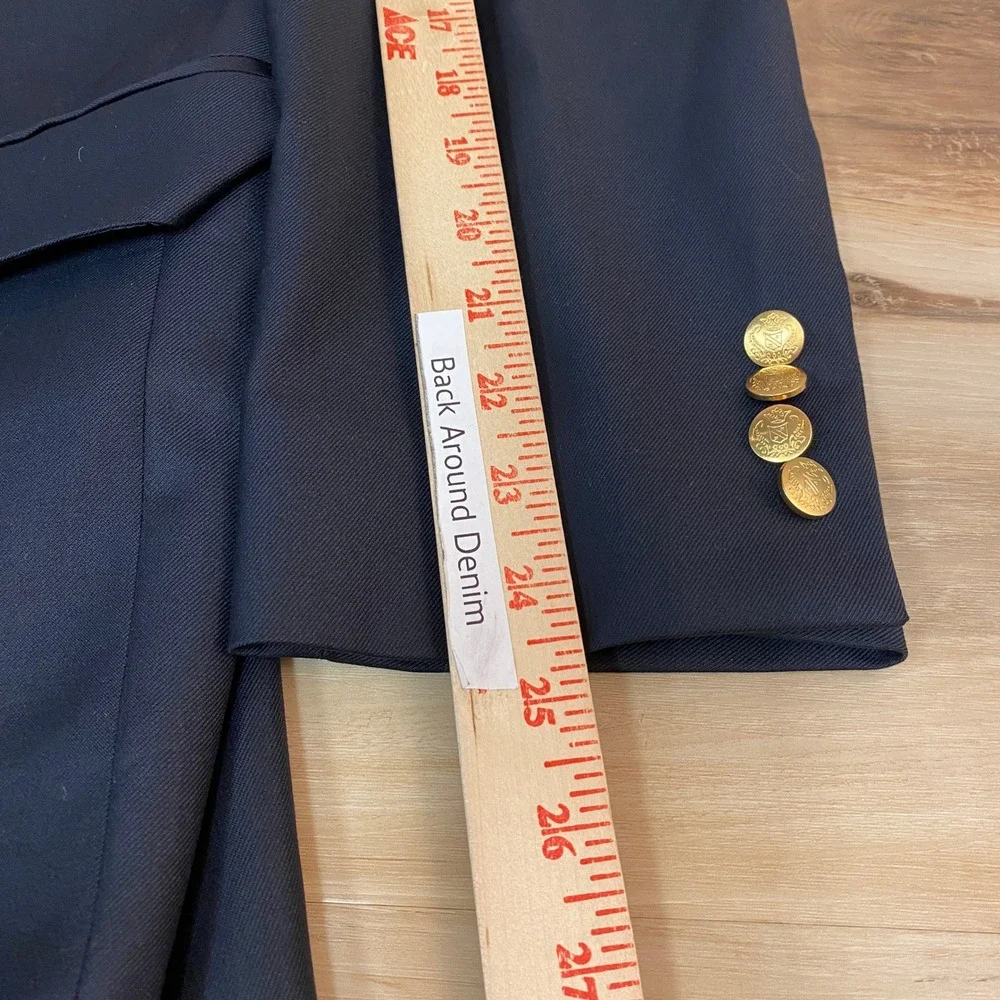 Jos A. Bank Signature Collection Blazer Mens 43R Navy Blue Wool 2 Gold Buttons